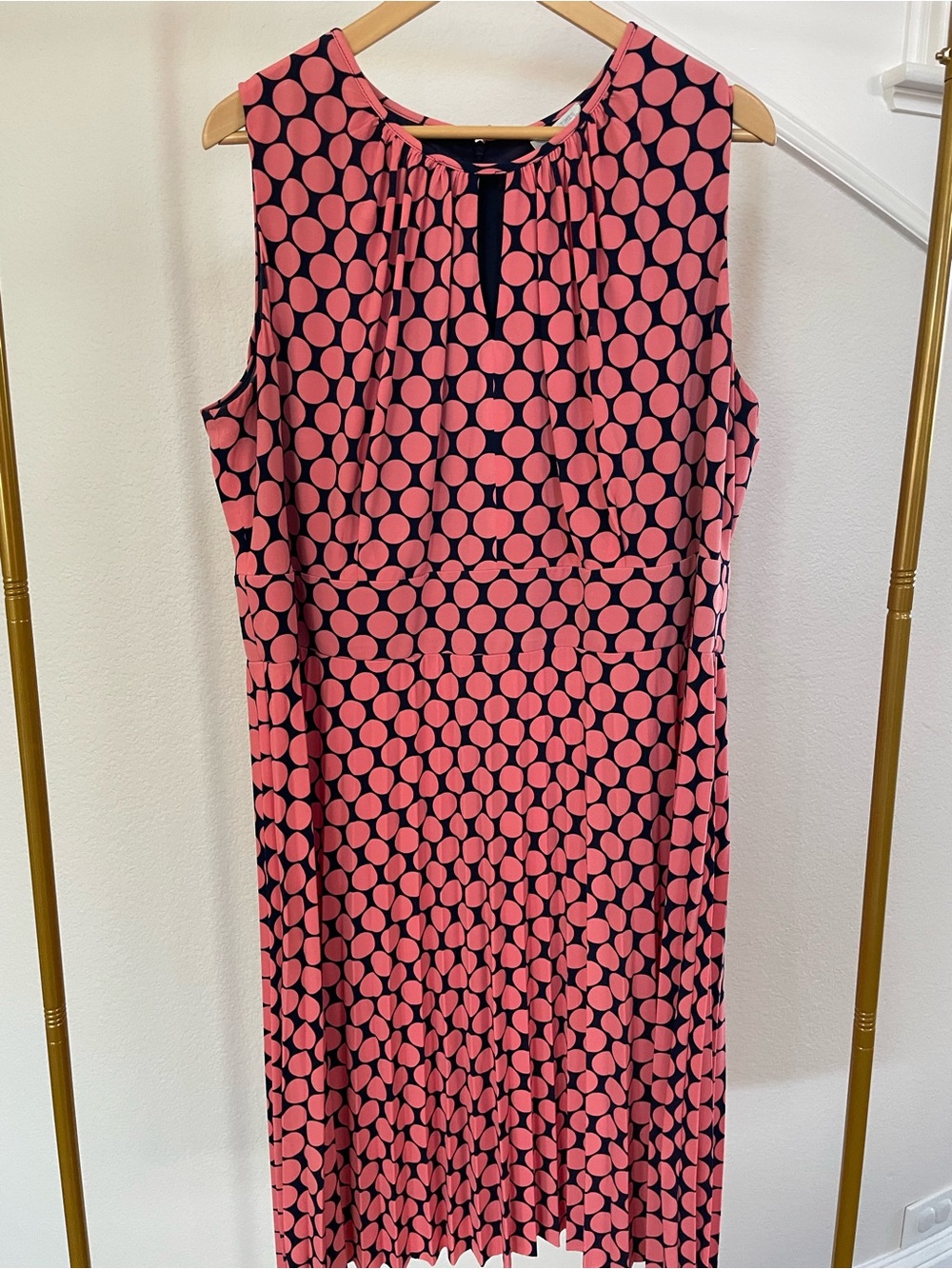London Times Dress with pleated skirt navy and peach